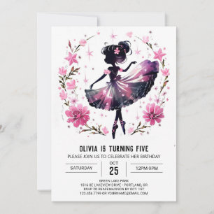 Dancer Editable Ballerina Birthday Invitation