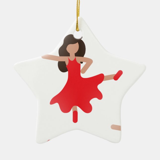 dancer emoji ceramic ornament (Front)