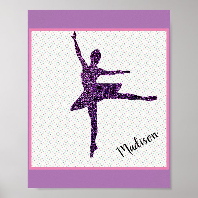 Dancer Faux Sparkle Personalized Tiny Dot Poster (Front)
