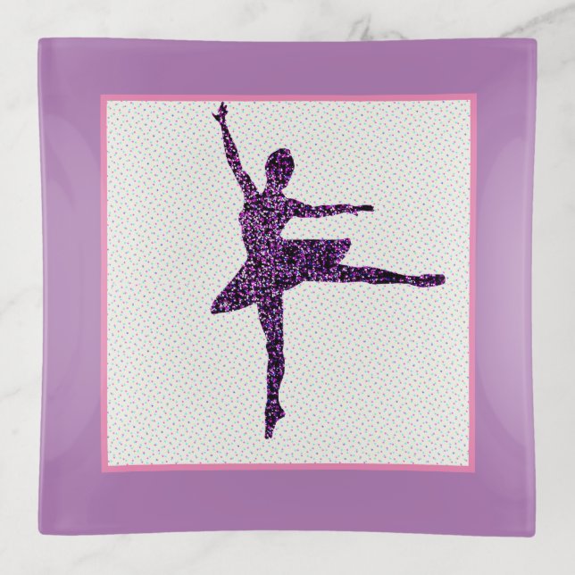 Dancer Faux Sparkle Tiny Dot Trinket Tray (Front)