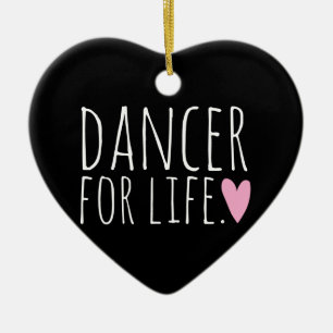 Dancer For Life Black with Heart Ceramic Ornament