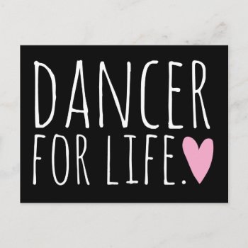 Dancer For Life Black With Heart Postcard by ParadiseCity at Zazzle