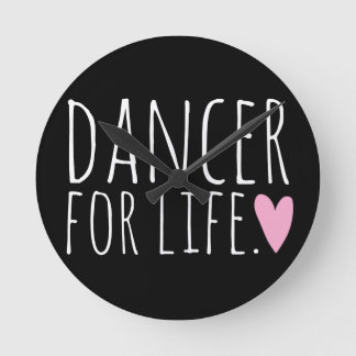 Dancer For Life Black with Heart Round Clock