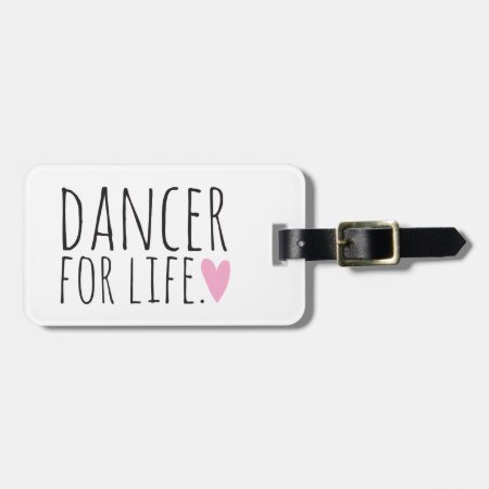 Dancer For Life White With Heart Luggage Tag