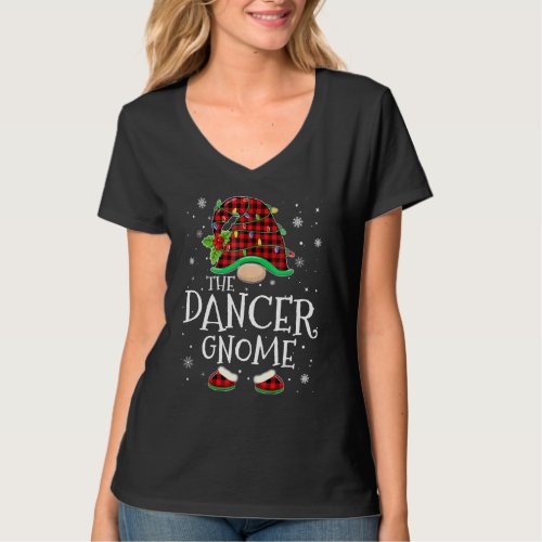Dancer Gnome Red Plaid Matching Family Christmas P T_Shirt