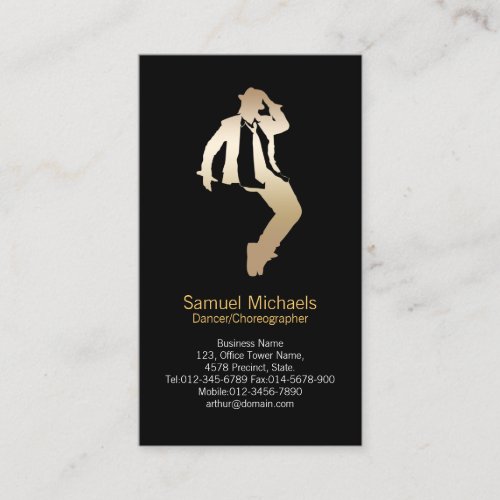 Dancer Gold Silhouette Dancer Business Card