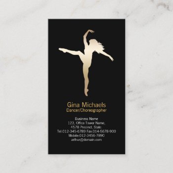 Dancer Gold Silhouette Dancer Business Card by businesscardsstore at Zazzle