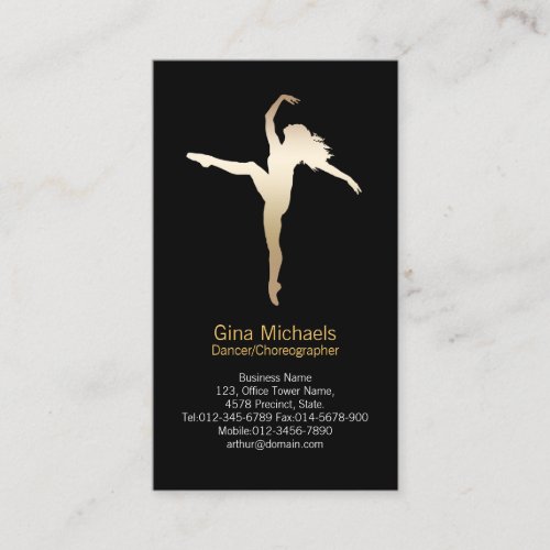 Dancer Gold Silhouette Dancer Business Card