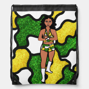 Dancer Green Yellow Camol #2 Drawstring Bag