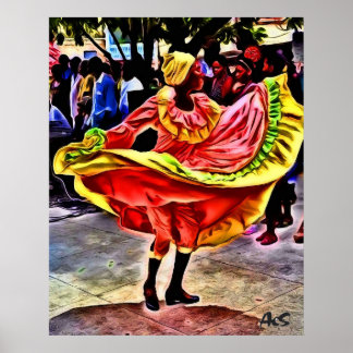 DANCER IN CUBAN SQUARE POSTER