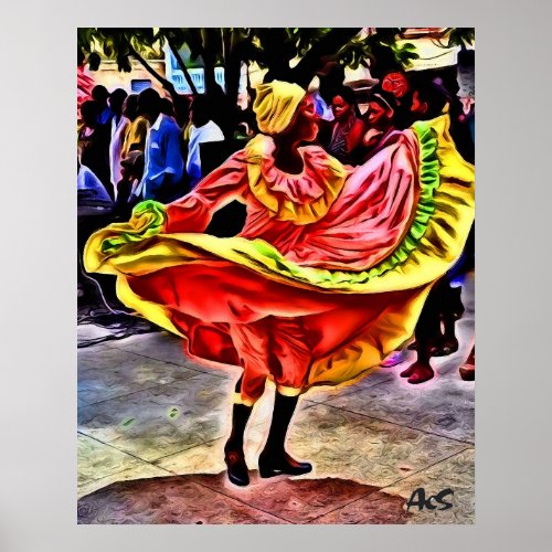 DANCER IN CUBAN SQUARE POSTER