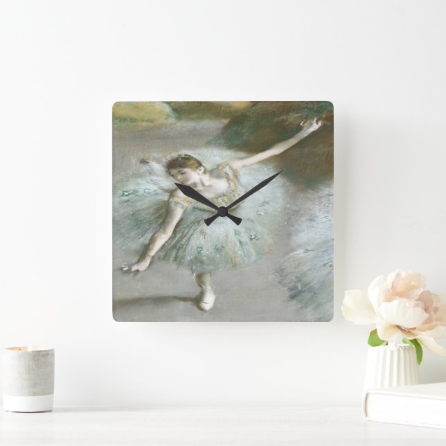 Dancer in Green by Edgar Degas  Square Wall Clock (Home)