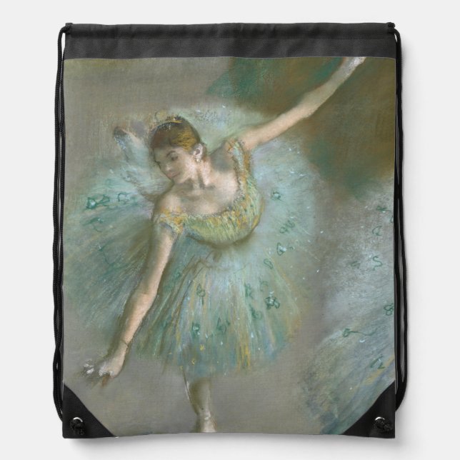 Dancer in Green Edgar Degas Drawstring Bag (Front)