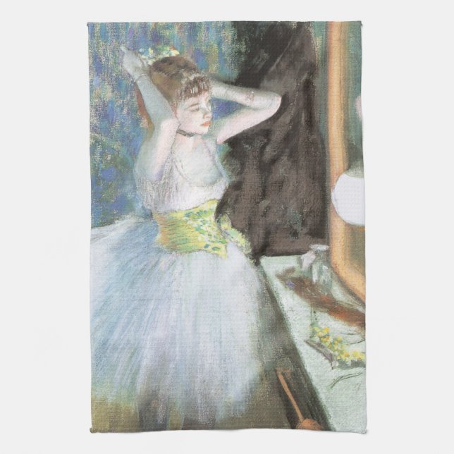 Dancer in Her Dressing Room by Edgar Degas Kitchen Towel (Vertical)