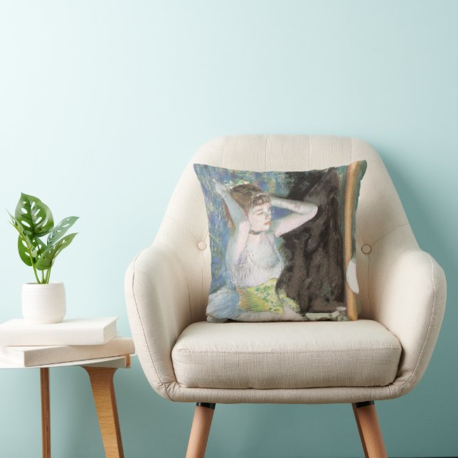 Dancer in Her Dressing Room by Edgar Degas Throw Pillow (Chair)