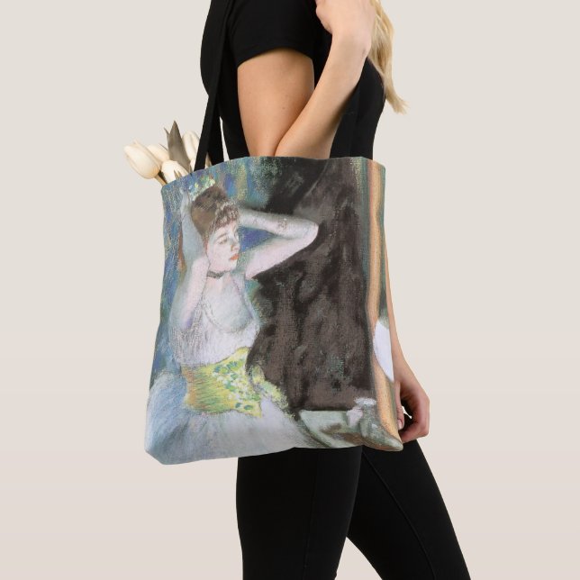 Dancer in Her Dressing Room by Edgar Degas Tote Bag (Close Up)