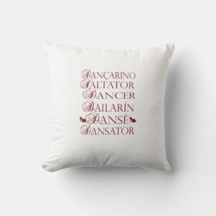 Dancer in multiple languages Romanian Portuguese Throw Pillow