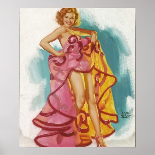 Dancer in Pink Pin Up Art Poster