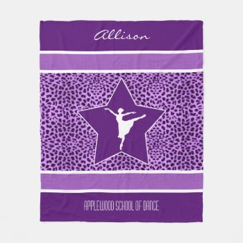 Dancer In Purple Cheetah Print With Monogram Fleece Blanket by GollyGirls at Zazzle