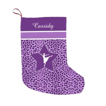 Dancer In Purple Cheetah Print With Monogram Small Christmas Stocking by GollyGirls at Zazzle
