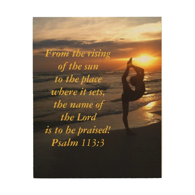 Dancer in Silhouette Beach at Sunset Scripture Wood Wall Decor (Front)