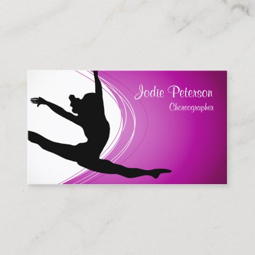 Dancer Jette Leap Silhouette Fuschia Business Card