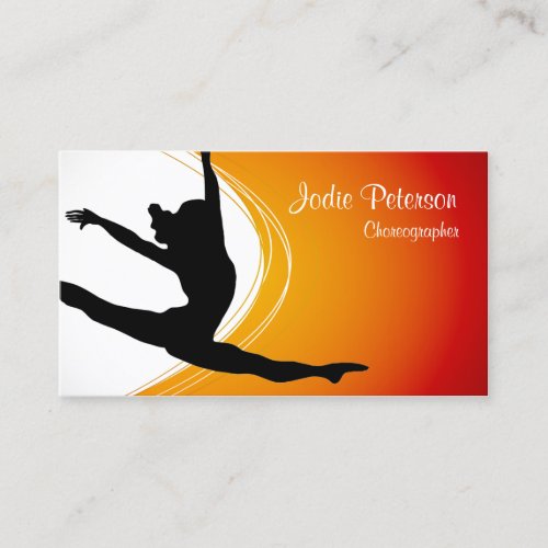 Dancer Jette Leap Silhouette Orange Business Card