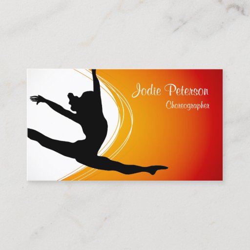 Customizable Dancer Jette Leap Silhouette Orange Business Card