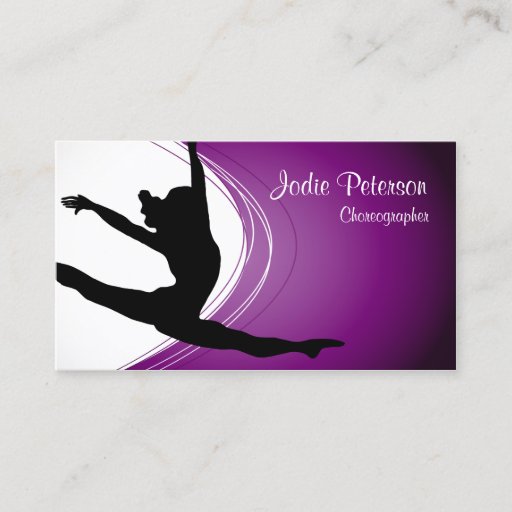 Customizable Dancer Jette Leap Silhouette Purple Business Card
