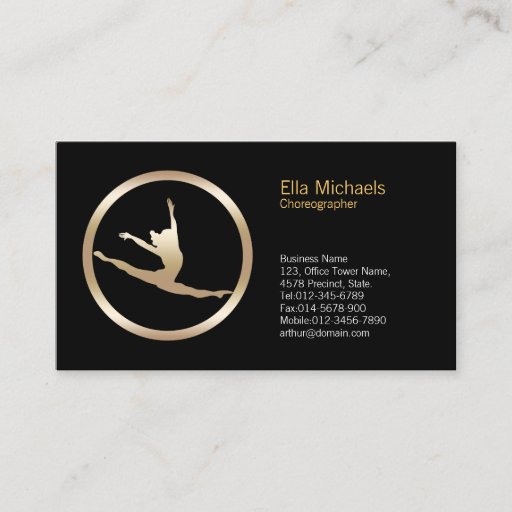 Customizable Dancer Leap Icon Dancer Business Card