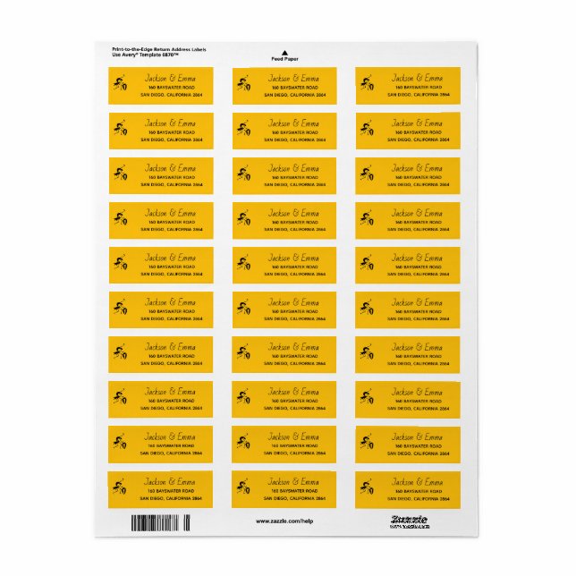 Dancer, Light Orange Return Address Label (Full Sheet)