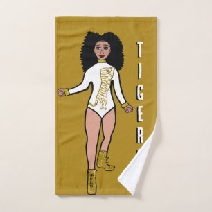 Dancer/Majorette Hand Towel White Gold Tiger 2