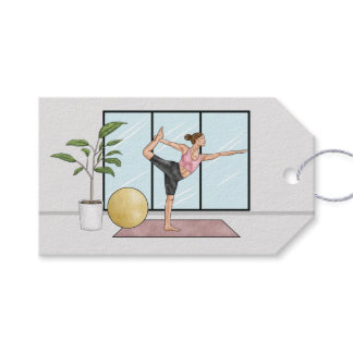 Dancer Pose Yoga Natarajasana Balance Workout Girl Gift Tags