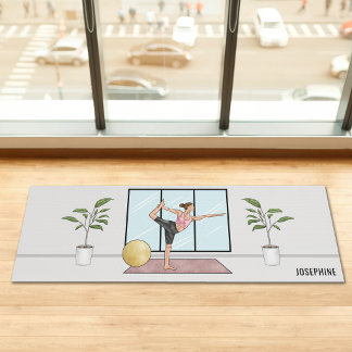 Dancer Pose Yoga Natarajasana With Custom Name Mat