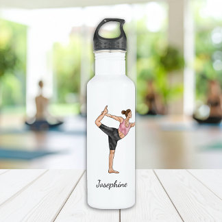 Dancer Pose Yoga Natarajasana With Custom Name Stainless Steel Water Bottle