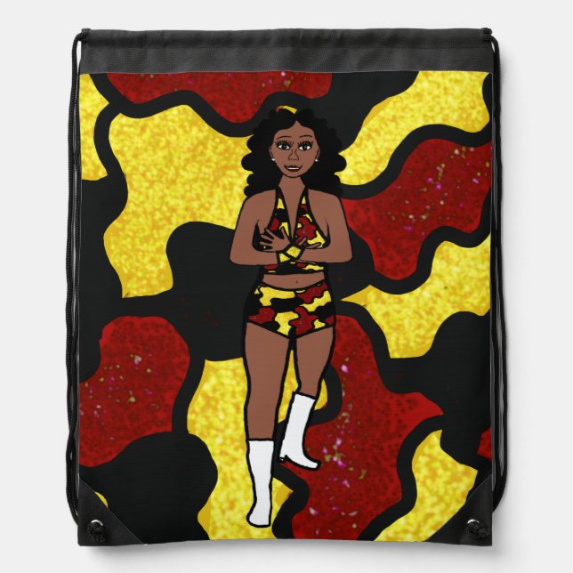 Dancer Red Yellow Camo #1 Drawstring Bag (Front)