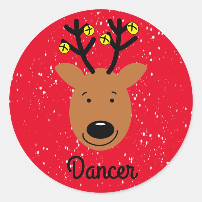 Dancer Reindeer Classic Round Sticker (Front)