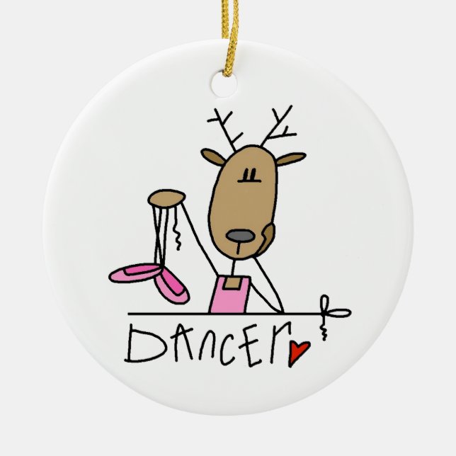 Dancer Reindeer T-shirts and Gifts Ceramic Ornament (Front)