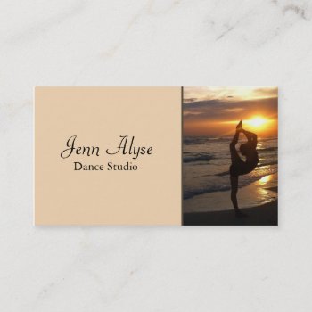 Dancer Silhouette  Beach At Sunset Dance Studio Business Card by LittleThingsDesigns at Zazzle