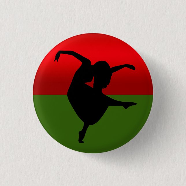 DANCER SILHOUETTE BLACK RED AND GREEN BUTTON (Front)