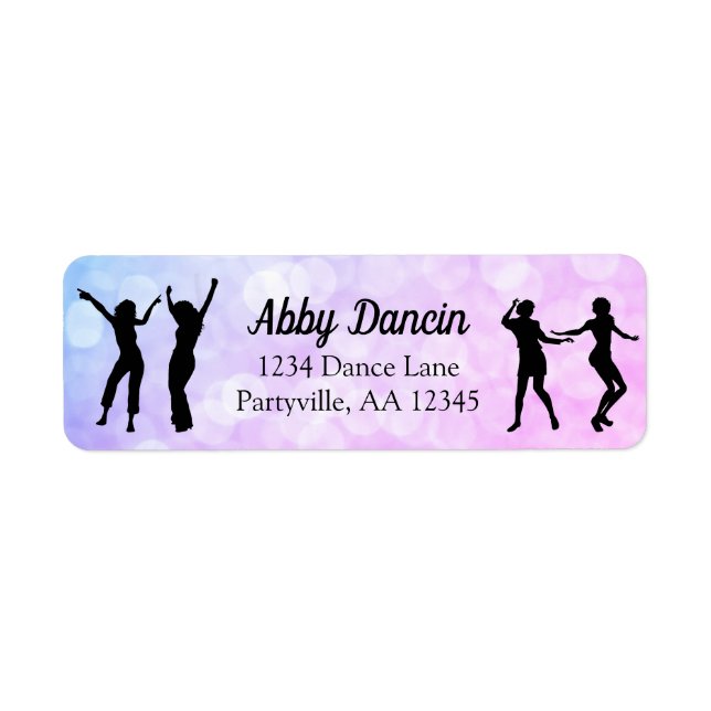 Dancer Silhouette Dance Birthday Party Address Label (Front)