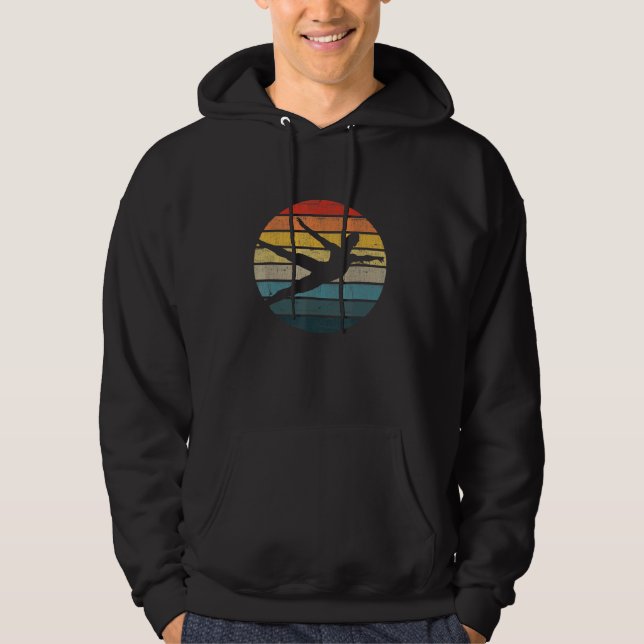 Dancer Silhouette On A Distressed Retro Sunset Hoodie (Front)