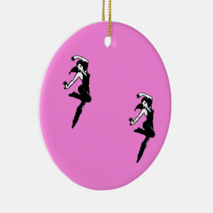 Dancer silhouette on pink ceramic ornament