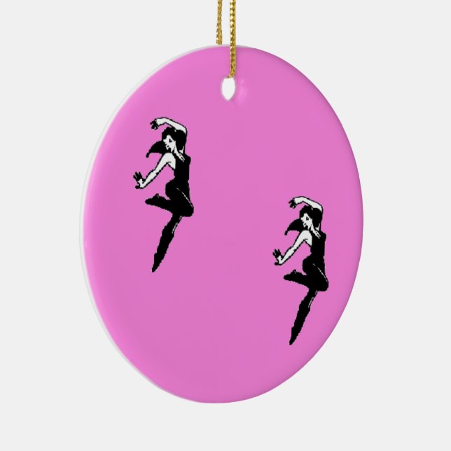 Dancer silhouette on pink ceramic ornament (Right)