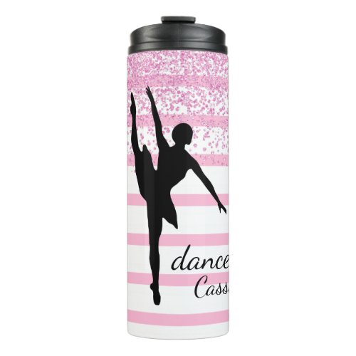 Dancer Silhouette Striped Thermal Tumbler
