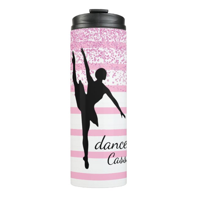 Dancer Silhouette Striped Thermal Tumbler (Front)