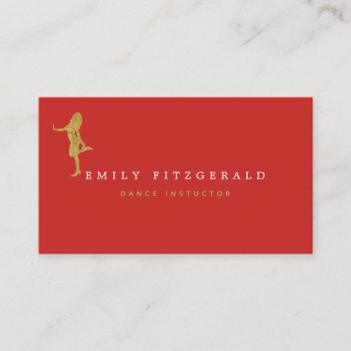 DancerStudioMinimalist RedGold silhouette Business Card