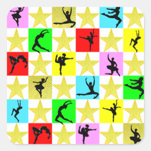 DANCER SUPER STAR CHRISTMAS DESIGN SQUARE STICKER