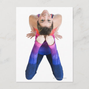 Dancer touching feet to head postcard