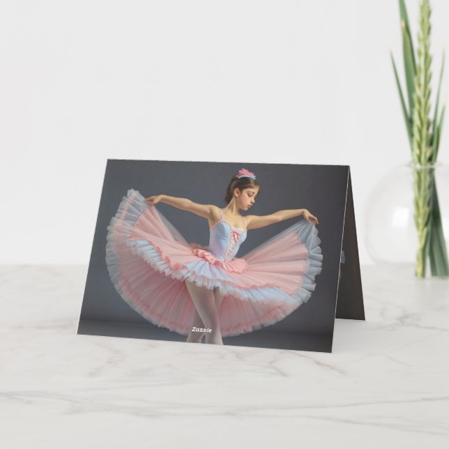Dancer unfurling her tutu thank you card (Back)